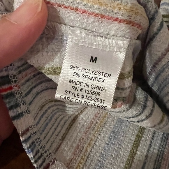 Cure Striped Flutter Sleeve Tie Front Blouse Sz Medium Beautiful Colors & Style! - Picture 11 of 12